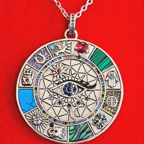 925 SILVER LUCKY FORTUNE CRYSTAL EVIL EYE HAMSA TURQUOISE HORSESHOE MOON HEART - Picture 1 of 14